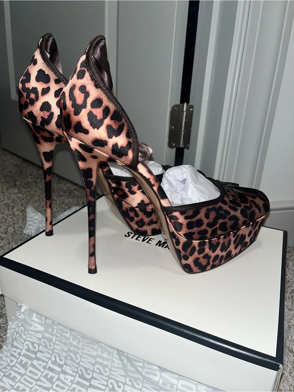 Steve Madden Leopard Print Platform Stiletto Pumps - Pink/Black